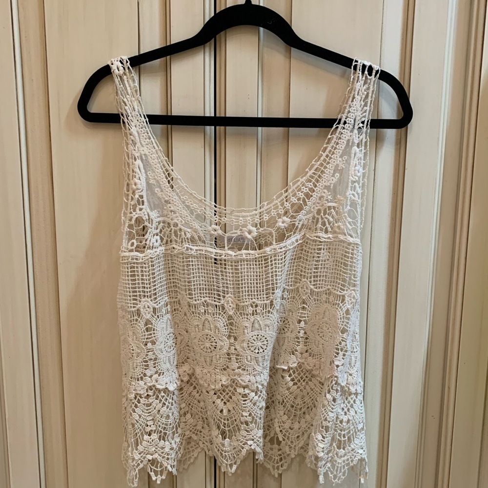 Size small white lace boho-style tank top
